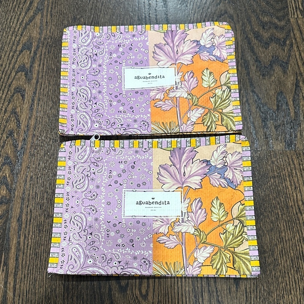 Agua Bendita Purple and Orange Floral Pouches